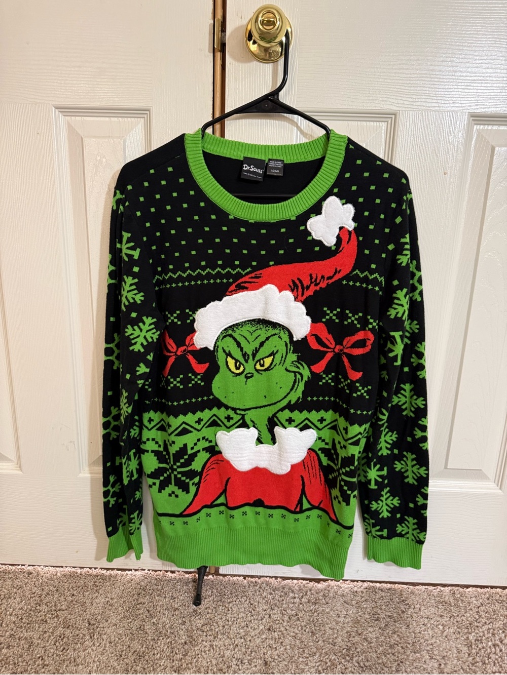 Dr Seuss The Grinch Women’s Large Ugly Christmas Sweater Holiday